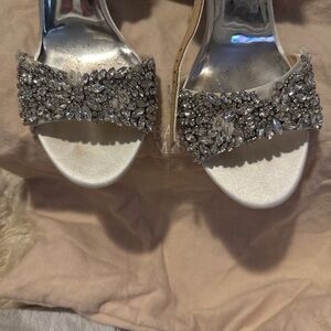 Badgley Mischka Silver Heels with Crystal Accents